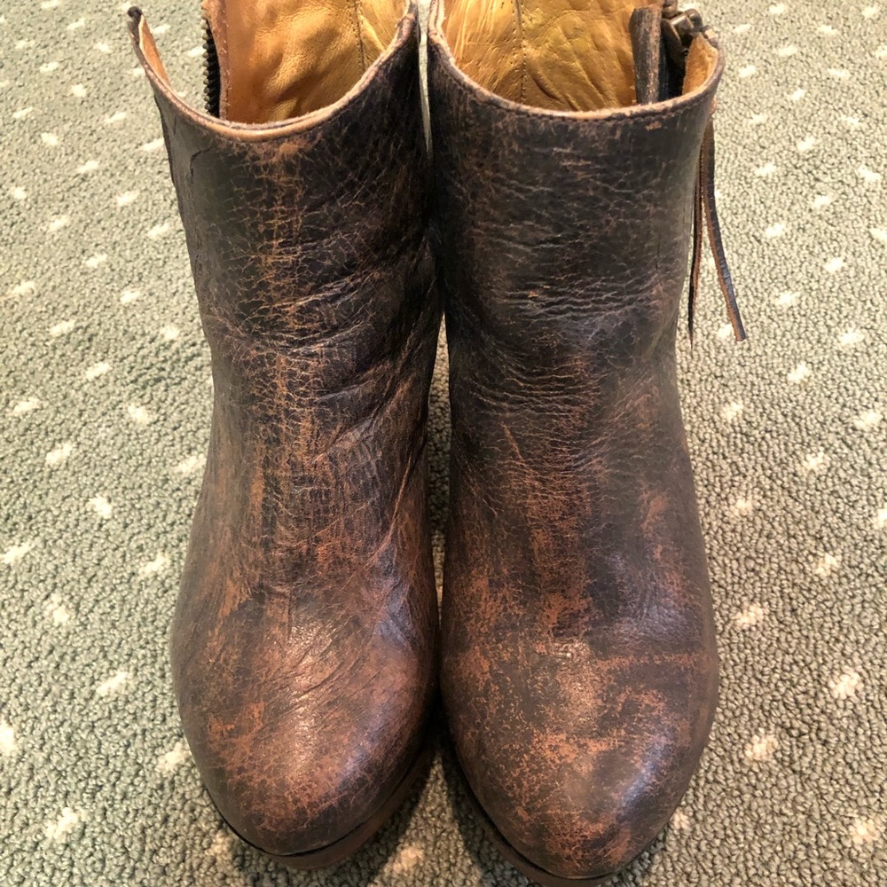 Bed Stu barley worn zip up stud booties
